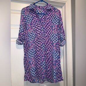 Lily Pulitzer Lilith -Tunic dress in “Royal purple pop up toe” print